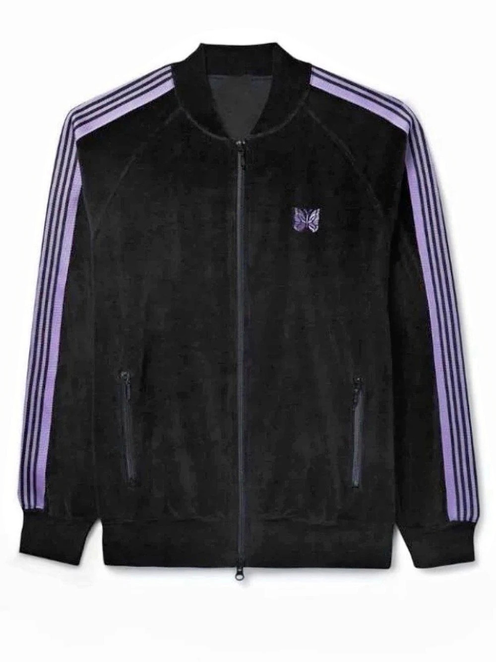 Needles Velour Rib Collar Track Jacket Black & Purple